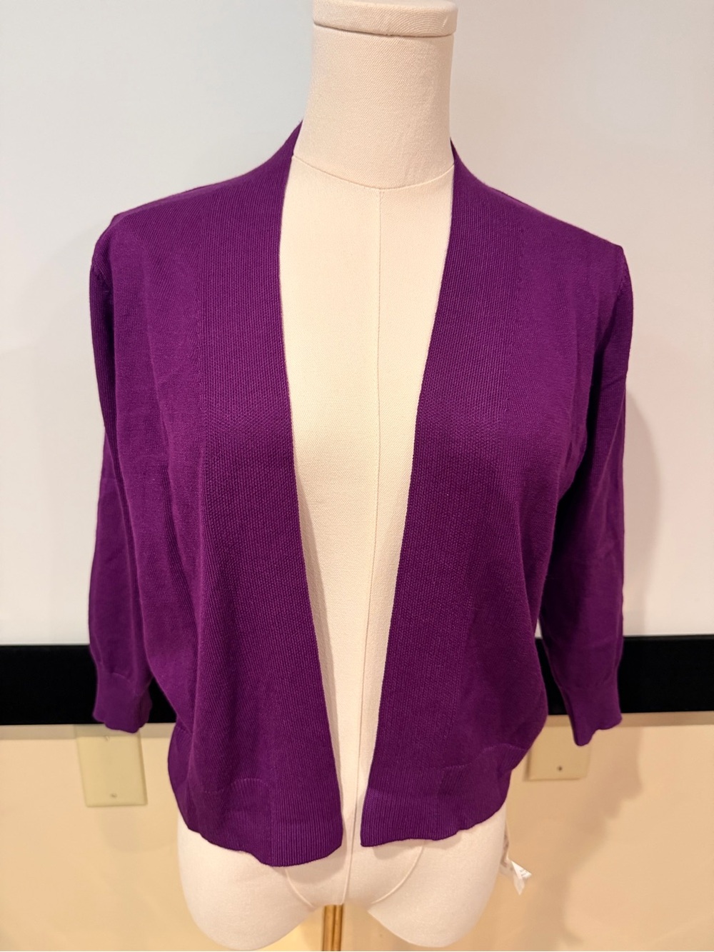 Women's Open-Front Purple Knit Sweater